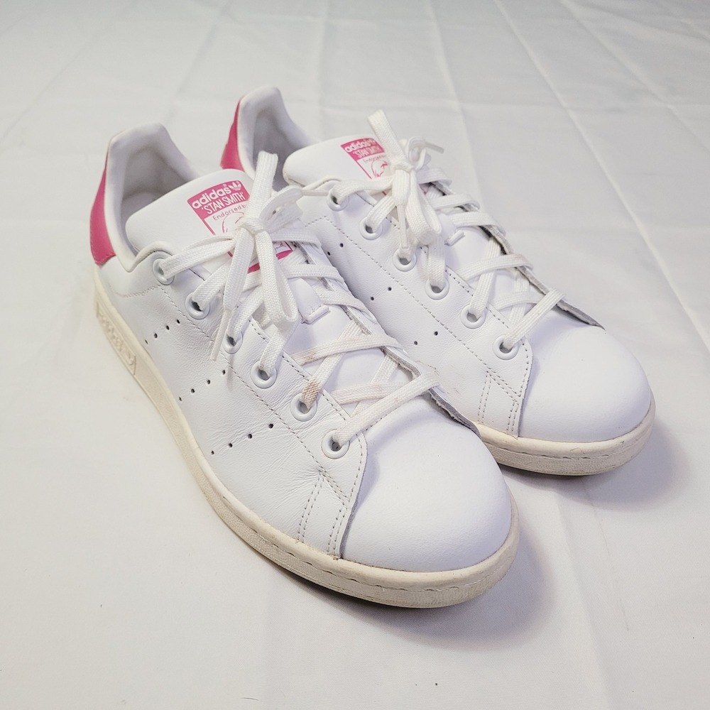 Adidas Womens Stan Smith Sneaker Size 7 White Pink Leather Low Top Classic G79